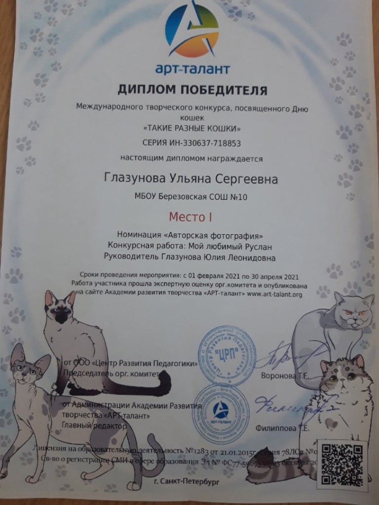Международный творческий конкурс посвященный дню кошек "ТАКИЕ РАЗНЫЕ КОШКИ" 3